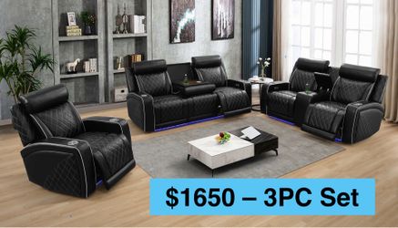 💥FREE DELIVERY💥Brand New POWER, LED, USB  3PC Reclining Sofa Loveseat Chair Set