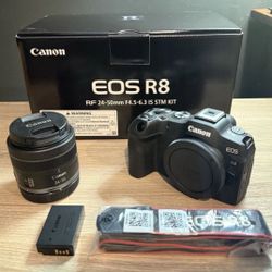 Canon EOS R8 4k video Mirrorless camera with RF24 50mm F/4.5-6.4 is stm lens 