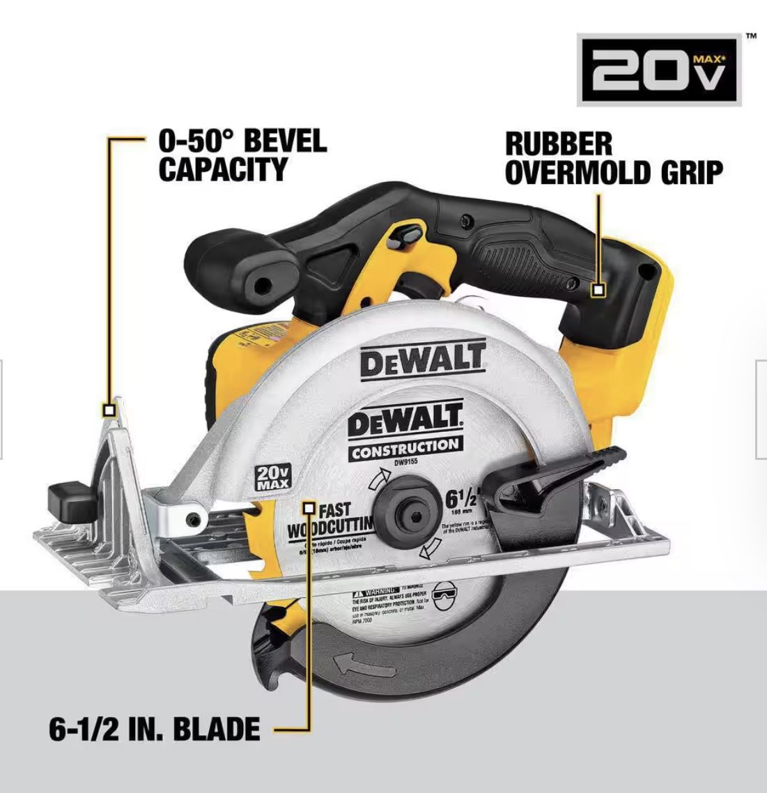 DEWALT 20V MAX Cordless 6.5 in. Sidewinder Style Circular Saw (Tool Only)