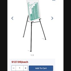 New Office Depot 69” Heavy Duty Presentation Easels Black Aluminum 2 Available