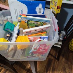 Baby Books And Toys In Toy Box
