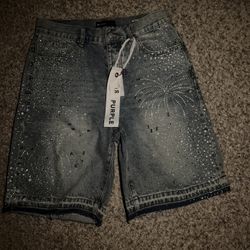 Purple Rhinestone Jorts 