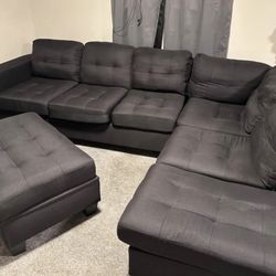 Black Sectional Couch With Storage Ottamon