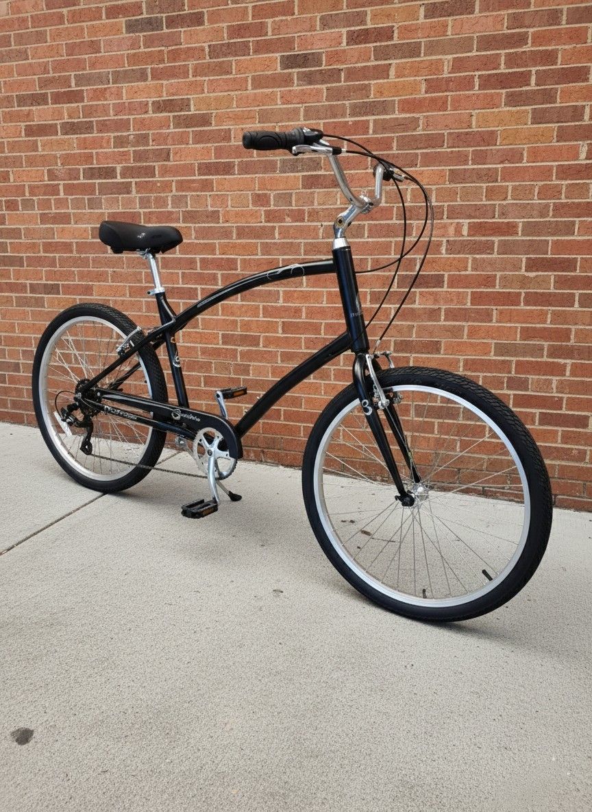 NEW 2025 MANHATTAN SMOOTHIE 7 SPEED EXTENDED MATTE BLACK HYBRID BEACH CRUISER BIKE