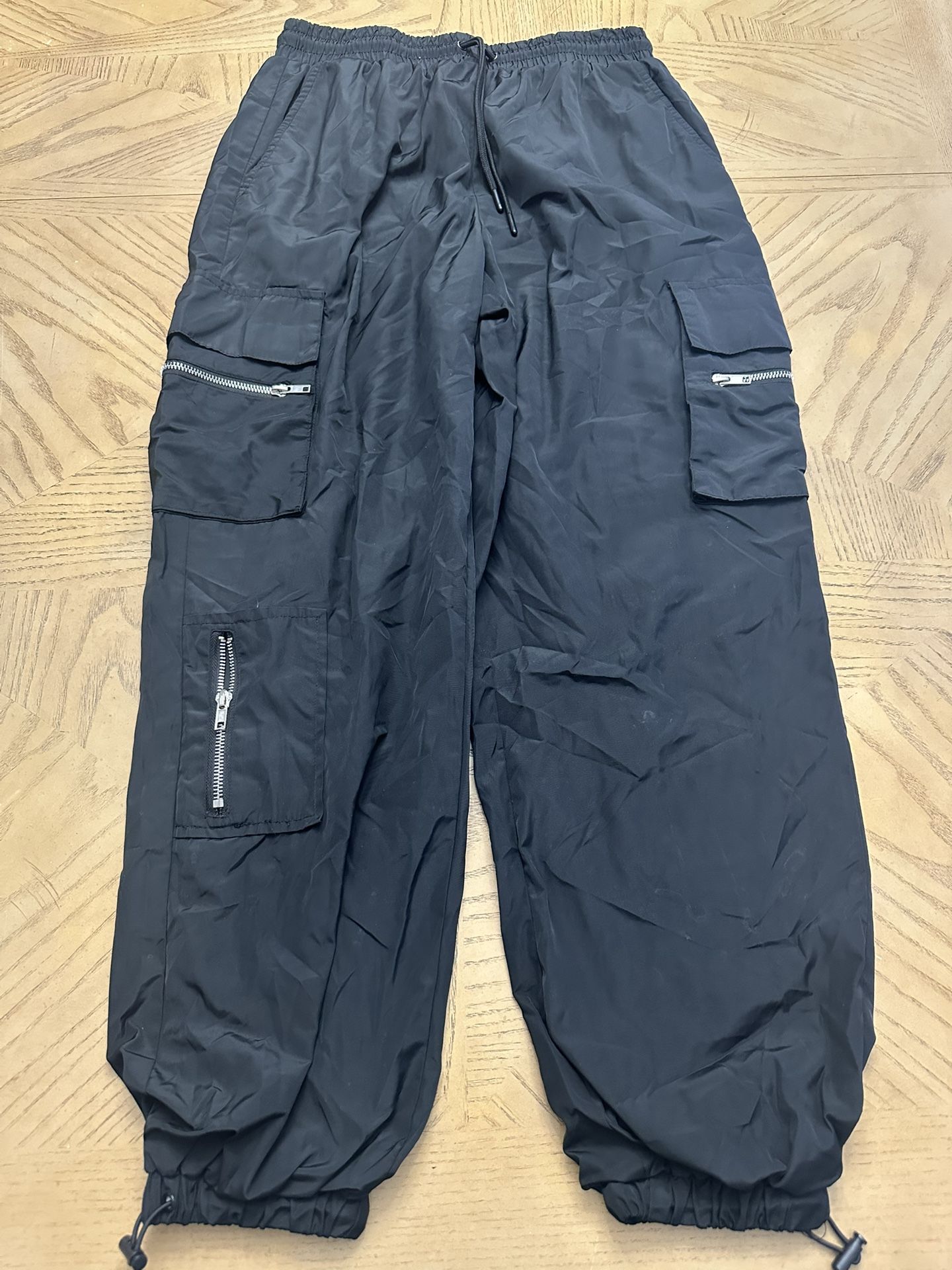 Parachute Pants Womens M Black Jogger Cargo Gorpcore Y2K Street Wear
