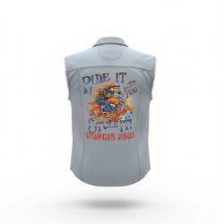STURGIS 2003 Denim Sleeveless Motorcycle Biker Design Shirt Size XL