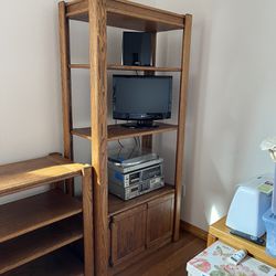 Oak Bookcase with Lower Cupboard