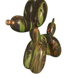 Jeff Koons inspired metal funky pattern fluid painted balloon dog sculpture