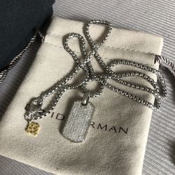David Yurman 21" White Dog Tag Pendant