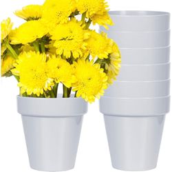 REUSABLE Plant Pots with Drainage 5.5" indoor Flower Pots for Plants - 8 PACK