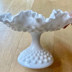Fenton Vintage Hobnail Milk Glass candy tray