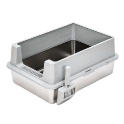 Title: 🐱 Brand New Furrbby XXL Stainless Steel Litter Box with Deodorizer Holder & Splash Guard!