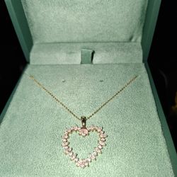 10k Gold Diamond Heart Pendant Necklace 3/4ct Tw 
