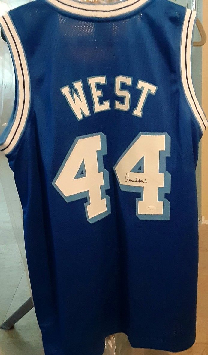 Jerry West Signed Autograph Blue Jersey JSA Authenticity  Lakers