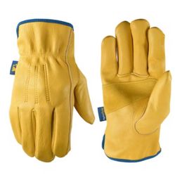 Wells Lamont large Yellow Leather Utility Gloves, (1-Pair) Brand New Open Package 
