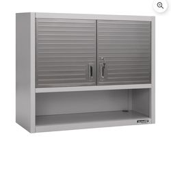 Seville Classics UltraHD® Double Door Lockable Wall Cabinet with Open Shelf, 36" W x 12" D x 30" H, Granite