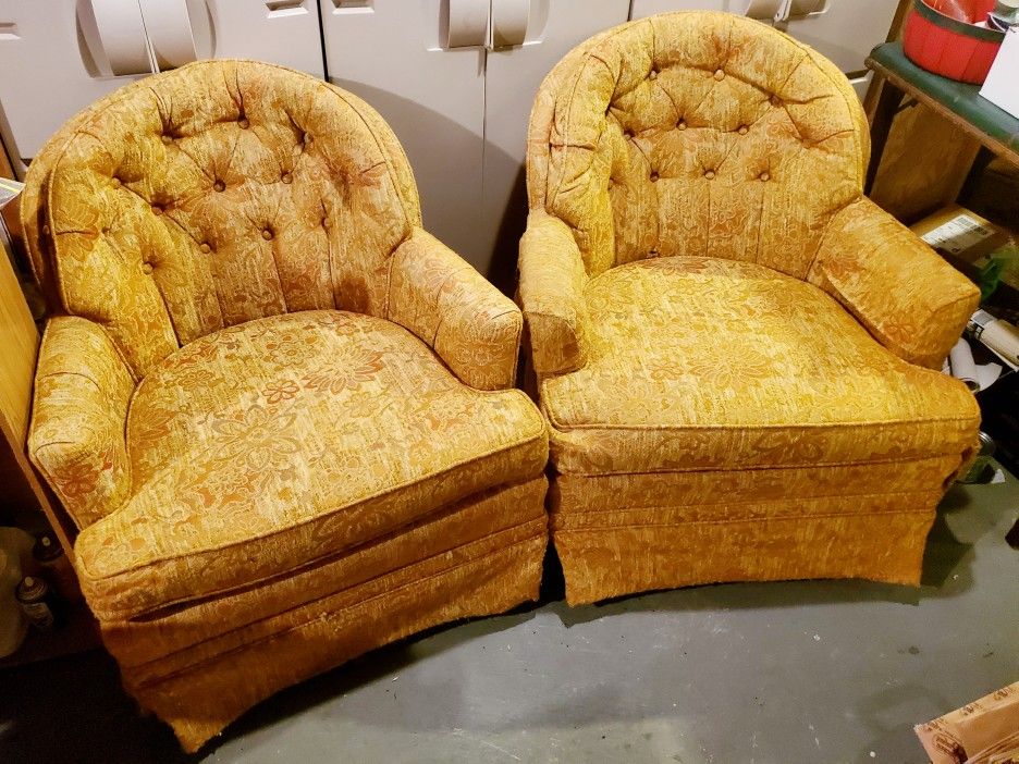 Hollywood Regency Mid Century Style Chairs -- matched pair