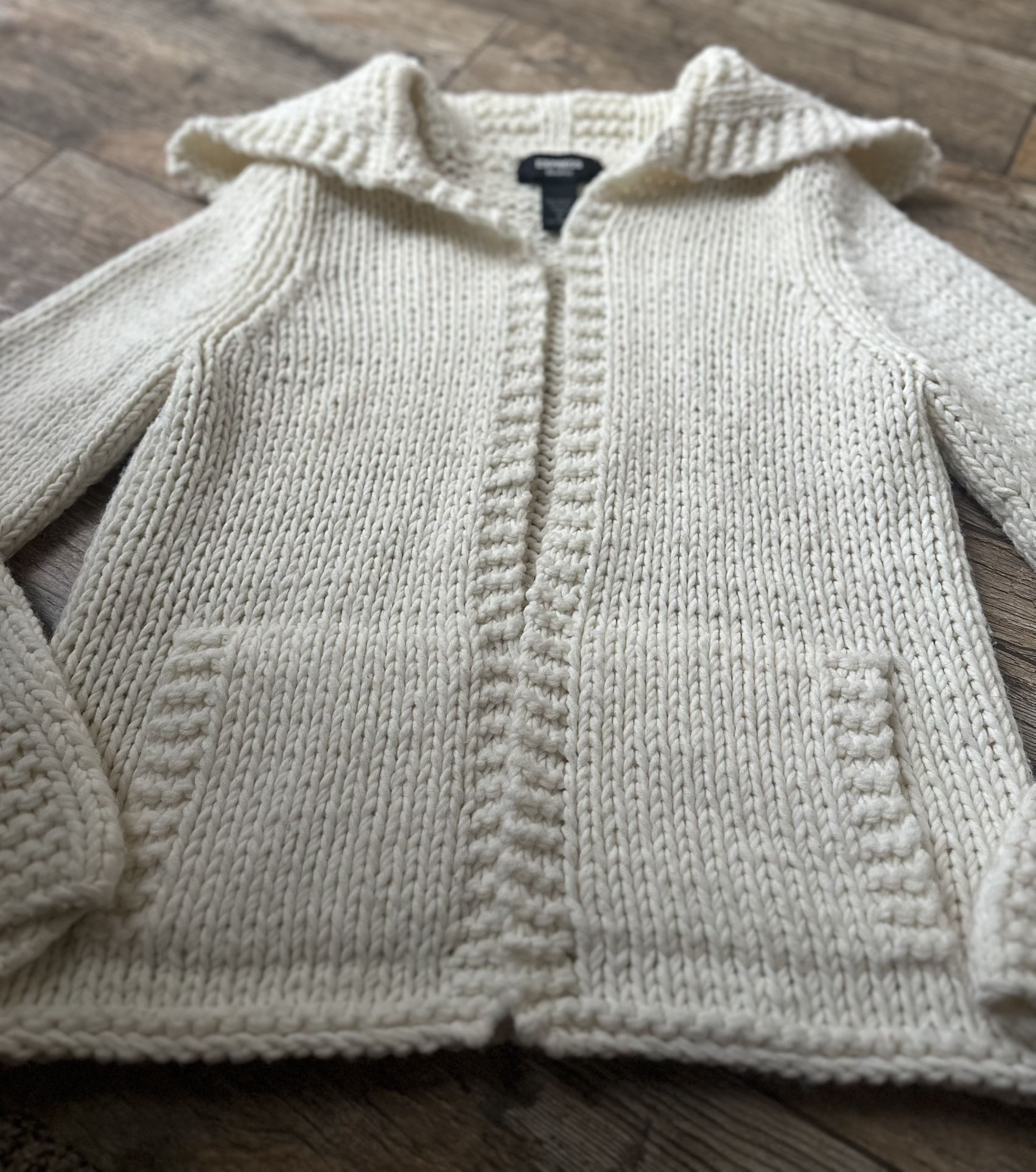 Express Women's Cream Handknit Sweater -Size Medium