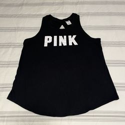 PINK Victoria's Secret Black Sleeveless Tank Top