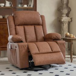 Brown Faux Leather Power Recliner Chair