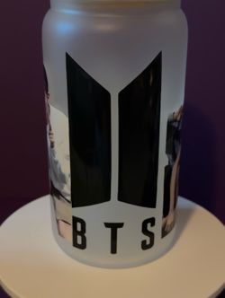 Glass cup w straw - 10$