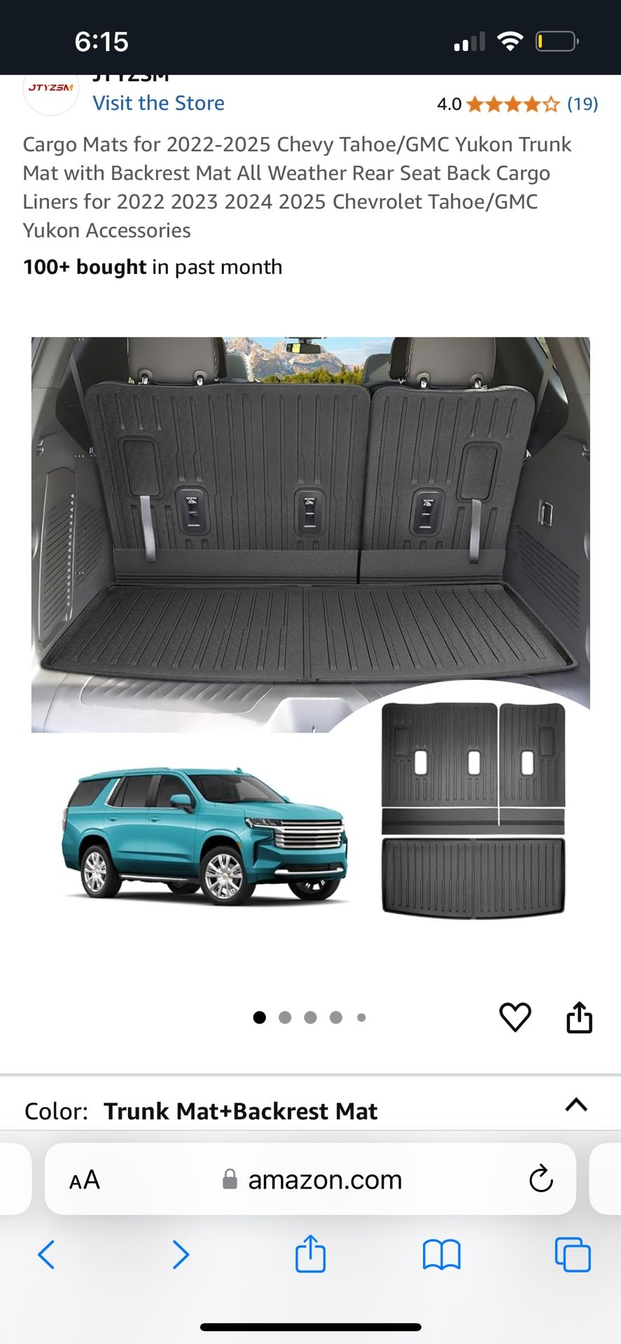 Cargo Mats for 2022-2025 Chevy Tahoe/GMC Yukon Trunk