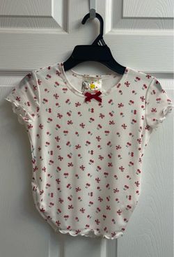 Brand new Girls white cherry & bows print top size 8 Kids