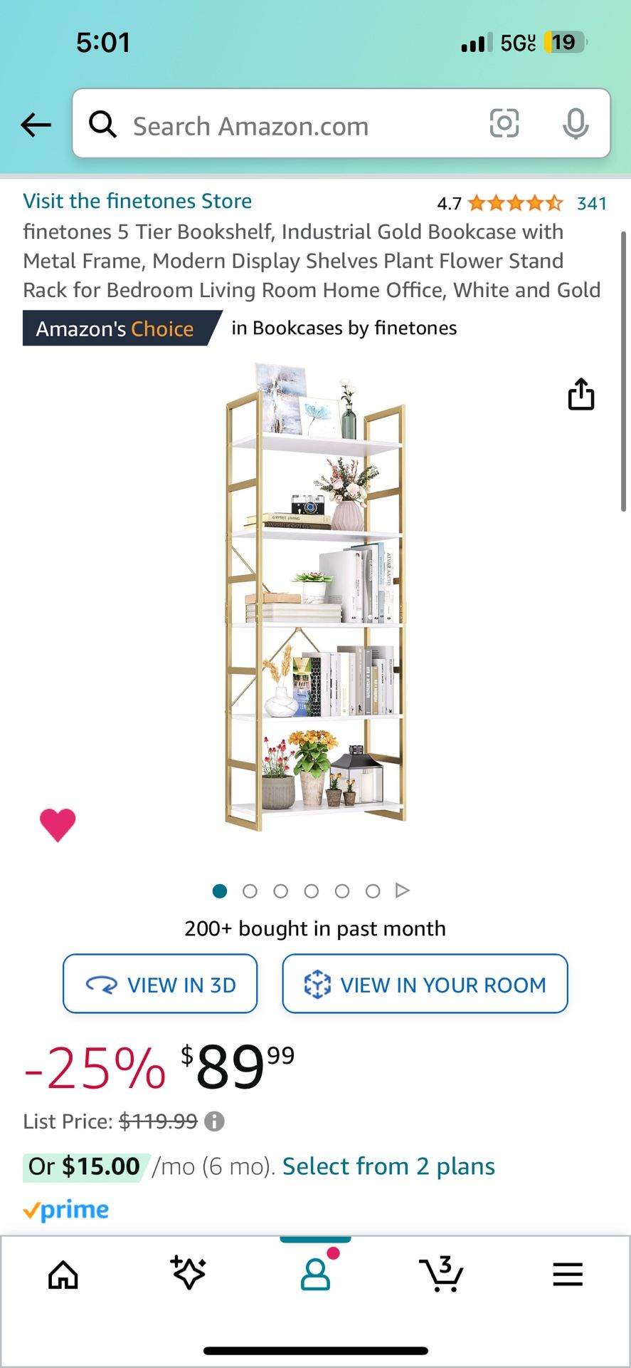 Gold/white Bookcase 