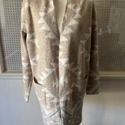 Women’s FRYE Aztec Tribal Western Boho Long Cardigan Sweater 