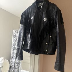 Black Leather Jacket With Fringe 