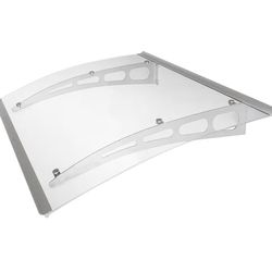 ADVANING 47"x35" Polycarbonate Awning, PA Series, Premium Quality UV Protection Crystal Clear Polycarb with Aluminum Brackets - DA4735-PSS1A