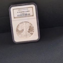 2008-W American Silver Eagle PF70 Ultra Cameo NGC Graded – Perfect Proof Coin