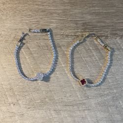 Moissanite Tennis Bracelets – Clover Design (2-Piece Set) | Silver & Gold Tone