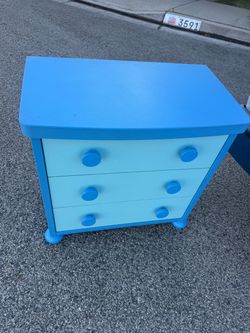 Blue 3-Drawer Painted Wood Dresser