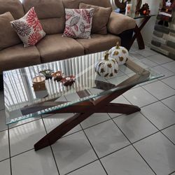 Sofa Chair And Ottoman Along With Coffee Table And End Tables And Lamps