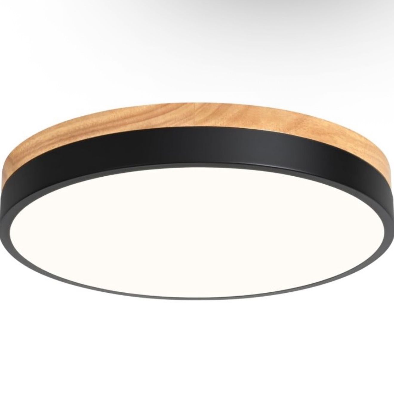 12IN 18W Wooden Flush Mount Ceiling Light Dimmable 3000K/4000K/6500K
