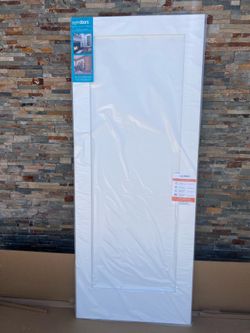 eightdoors 32 in. × 80 in. x 1-3/8 in. Shaker White Primed 1-Panel Solid Core Wood Interior Slab Door
