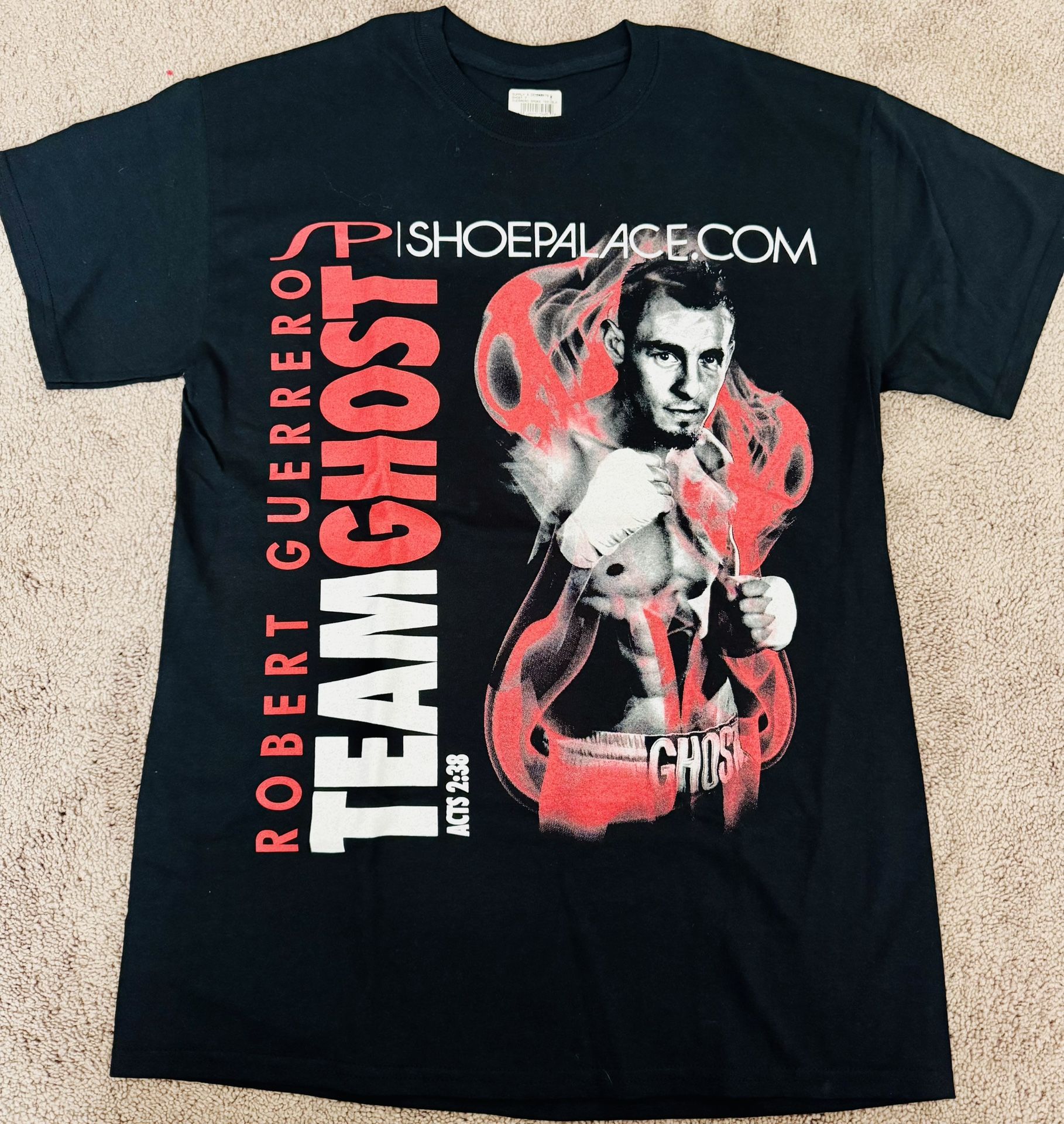 Robert THE GHOST Guerrero - Shoe Palace Boxer / Boxing Black & Red Shirt - Size Medium BRAND NEW