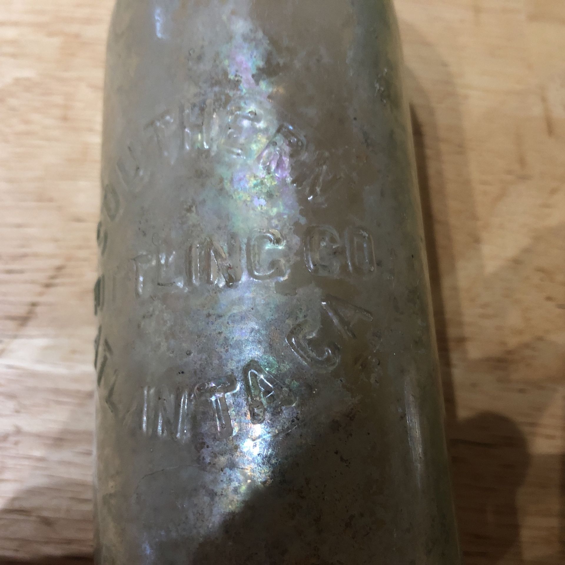Vintage Southern Bottling Atlanta Ga Soda Bottle With Metal Pull Tab Inside