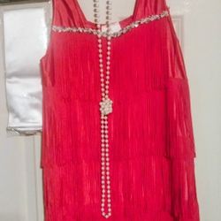 Red FLAPPER DRESS. Sz Small