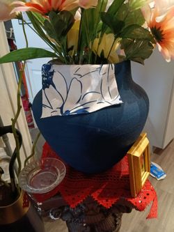 Large Navy Blue Ceramic Vase