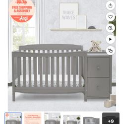 Delta Children Mason 6-in-1 Convertible Crib and Changer, Gray