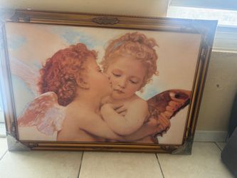 Framed Angel Cherub Print Wall Art