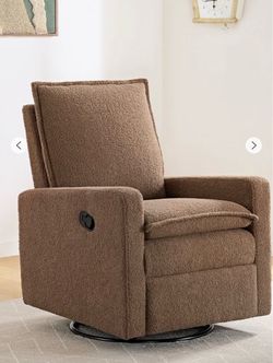 Brown Boucle Swivel Recliner Chair