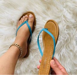 Ana Flip Flop Sandals Turquoise Straps