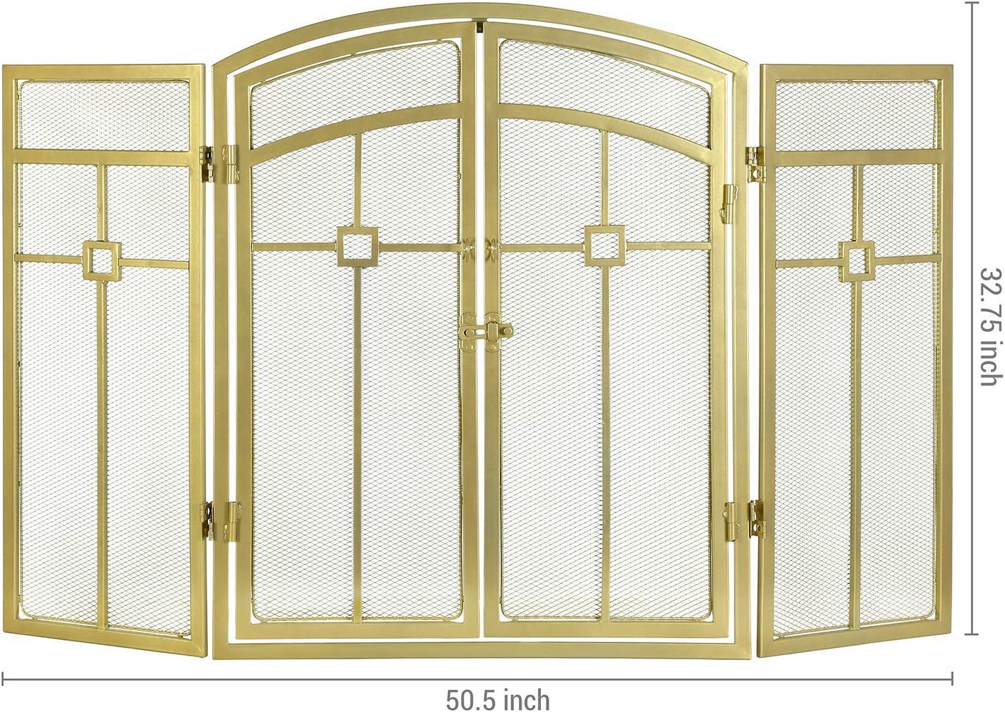 3  Panel  Classic Gold- Tome Metal  Fireplace Screen 