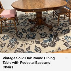 Oak Table 2 Chairs 