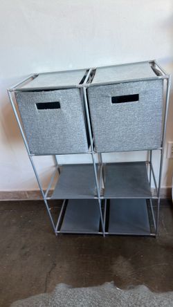 6-Cube Metal and Fabric Storage Organizer with Bins