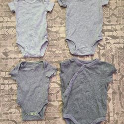 Neutral Grays Pack of 4 Carter's Size NB-3 Months Snap Button Bodysuits