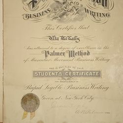 Antique 1916 Ephemeral  Collectible Certificate/Diploma